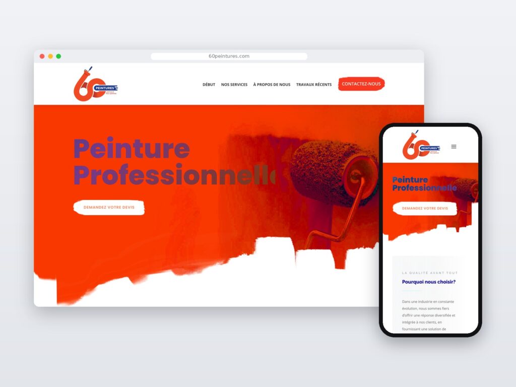 60 Peintures — site em computador e telemóvel