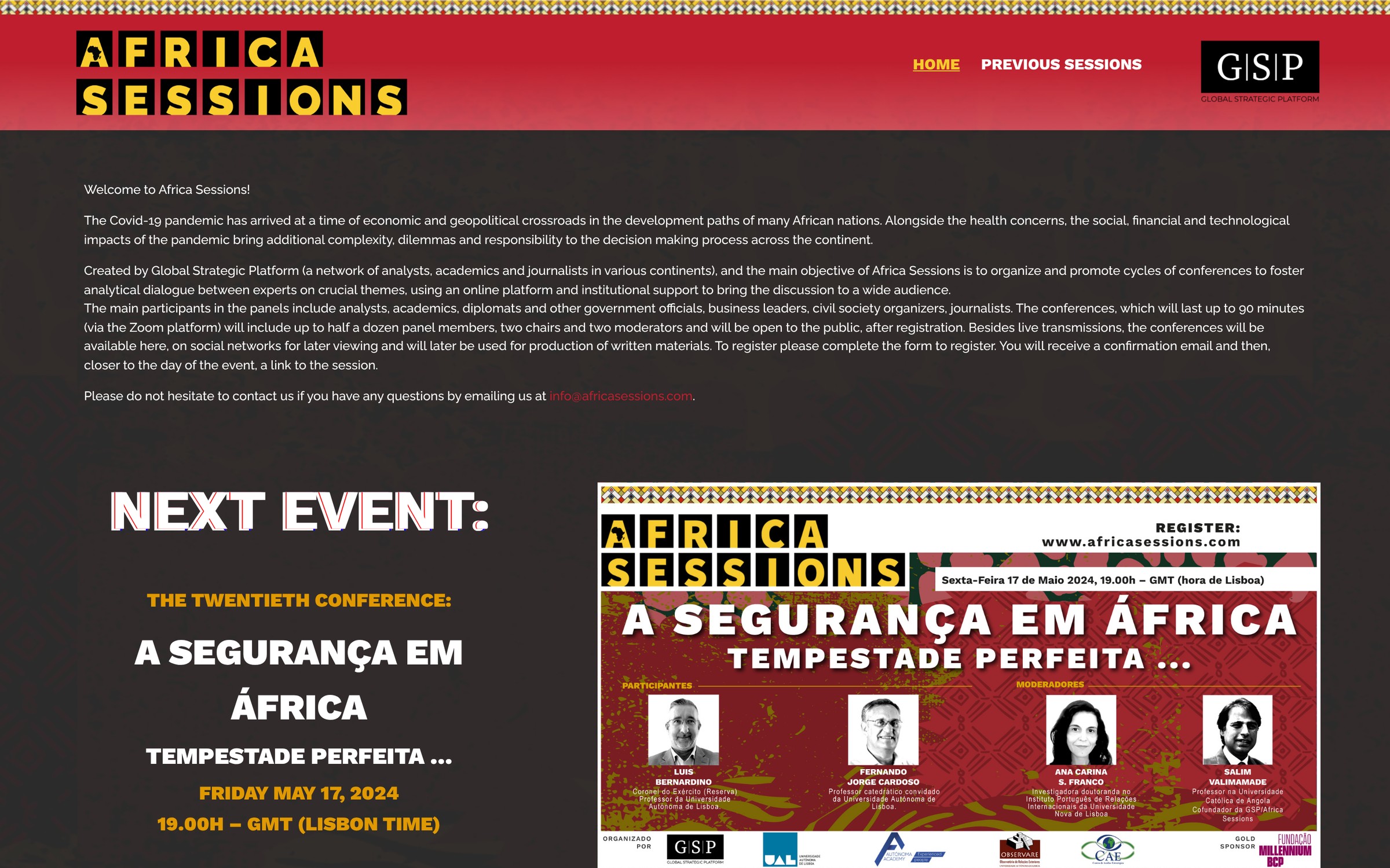 Africa Sessions — página inicial do site