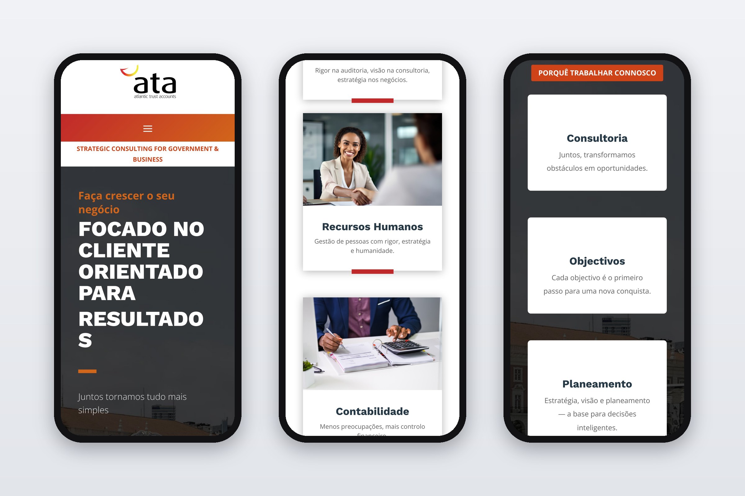 ATA — site em telemóvel
