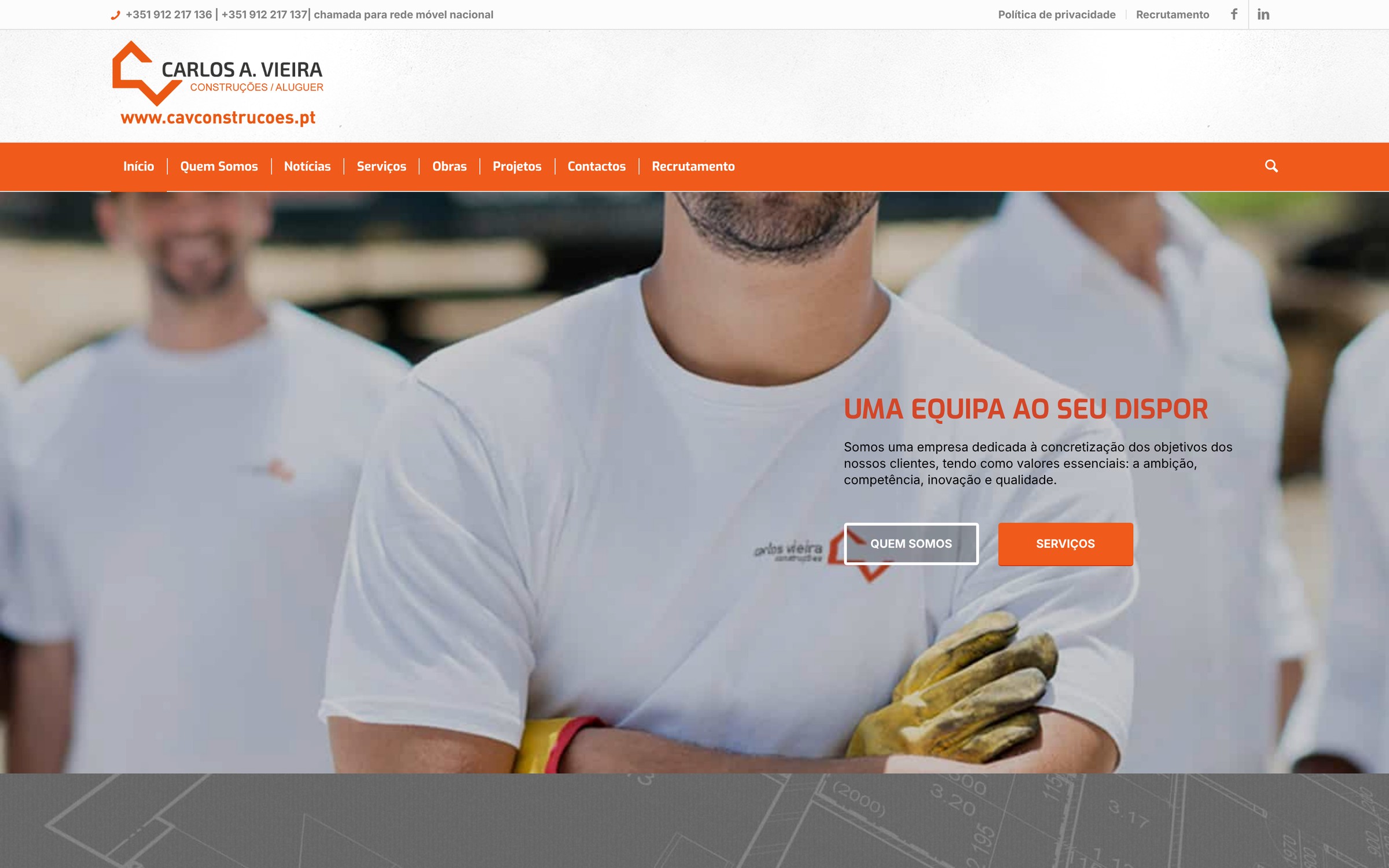 CAV Construções — página inicial do site