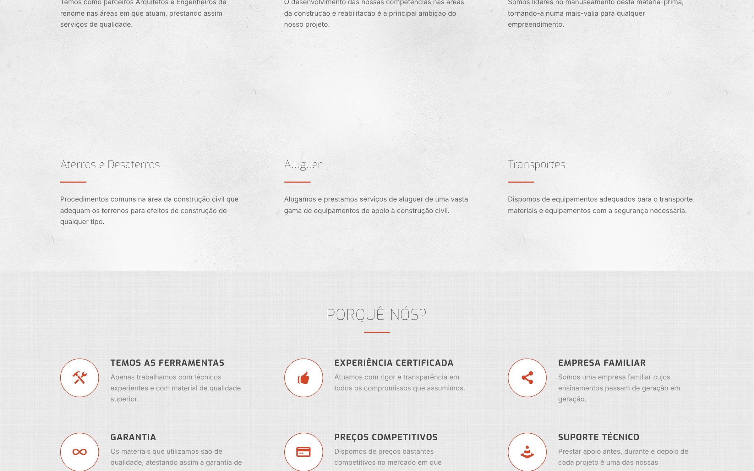 CAV Construções — secção do site