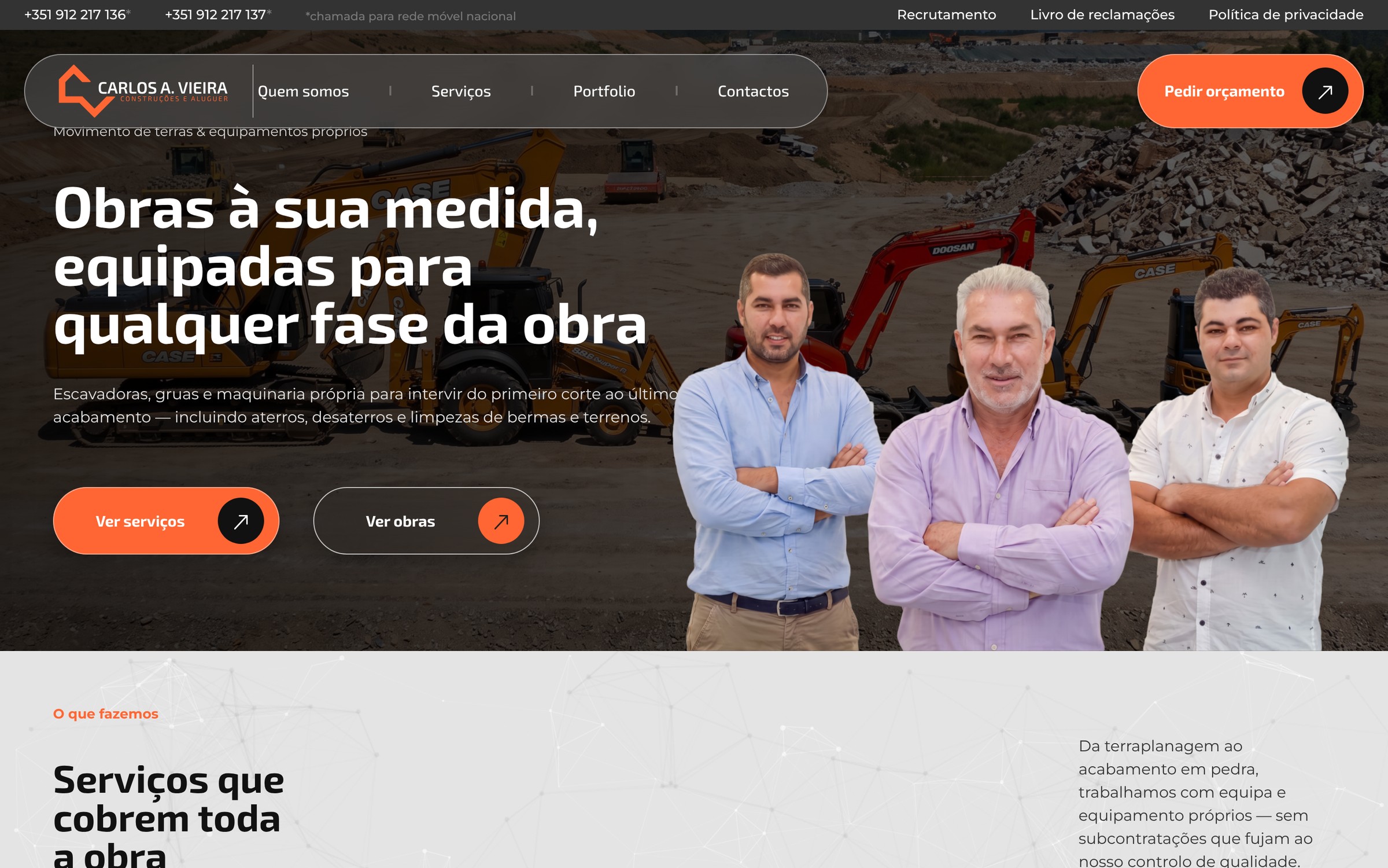 CAV Construções — página inicial do site