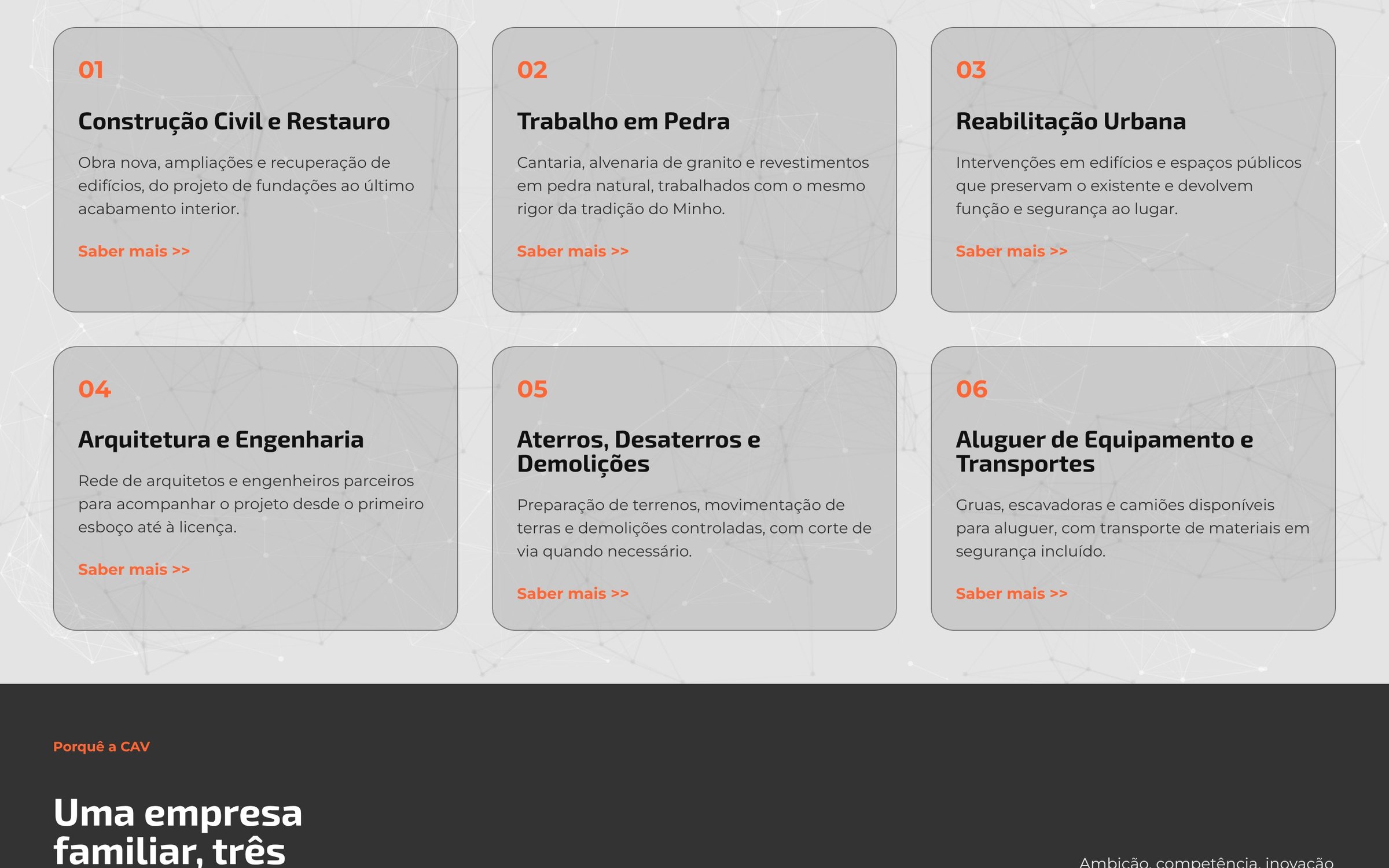 CAV Construções — secção do site