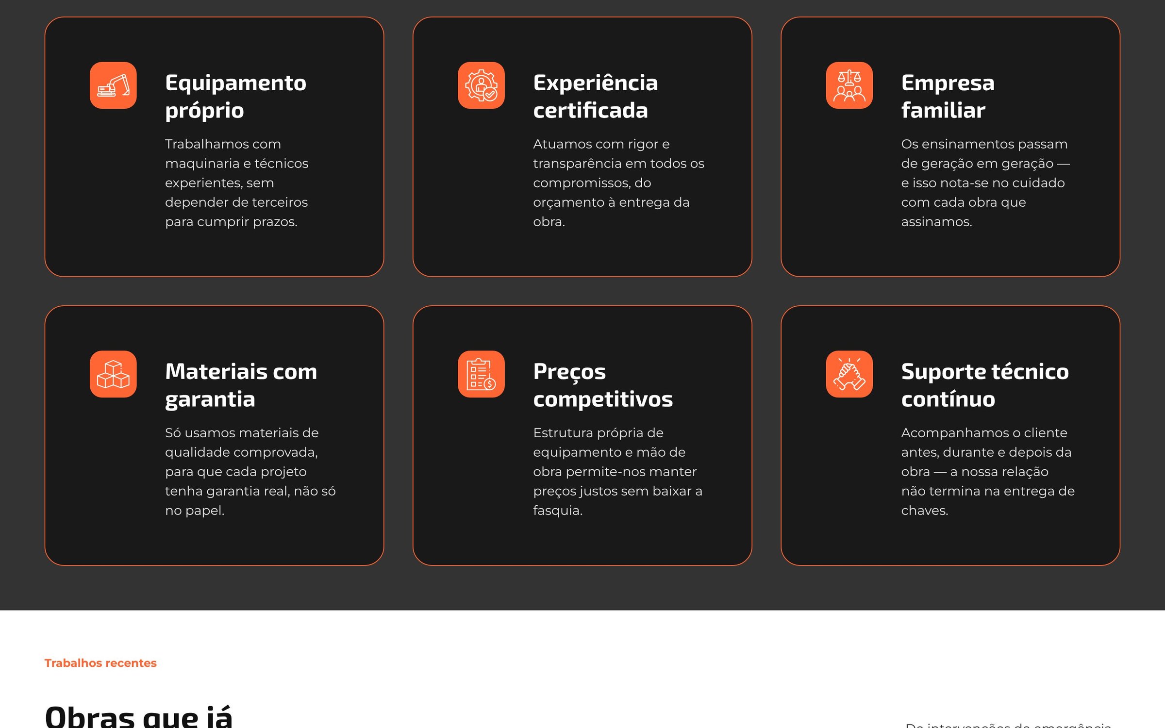 CAV Construções — secção do site