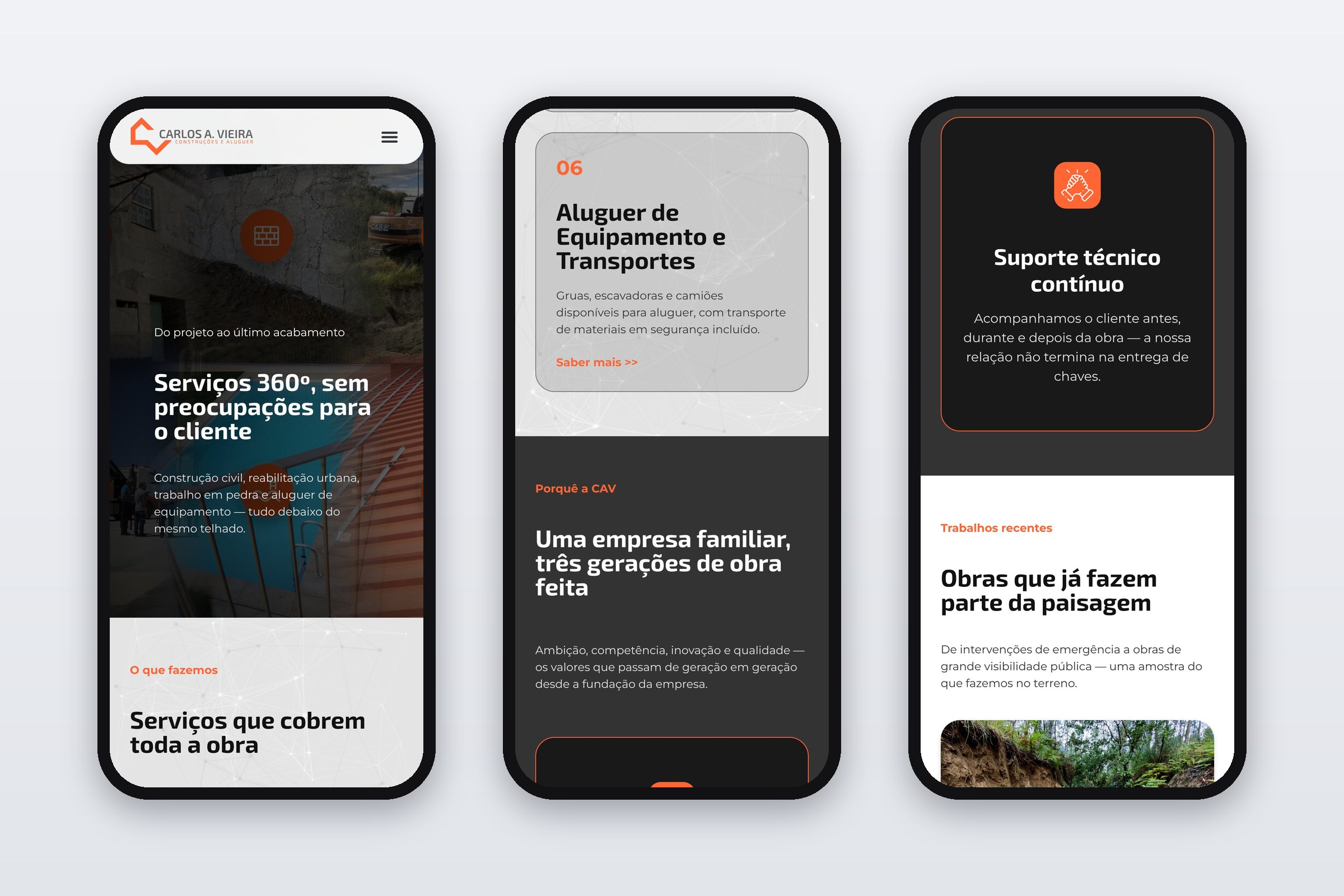 CAV Construções — site em telemóvel