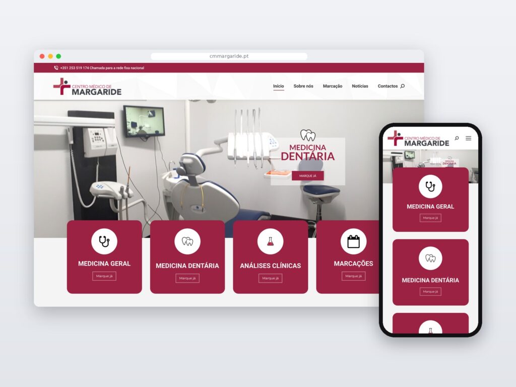 Centro Médico de Margaride — site em computador e telemóvel