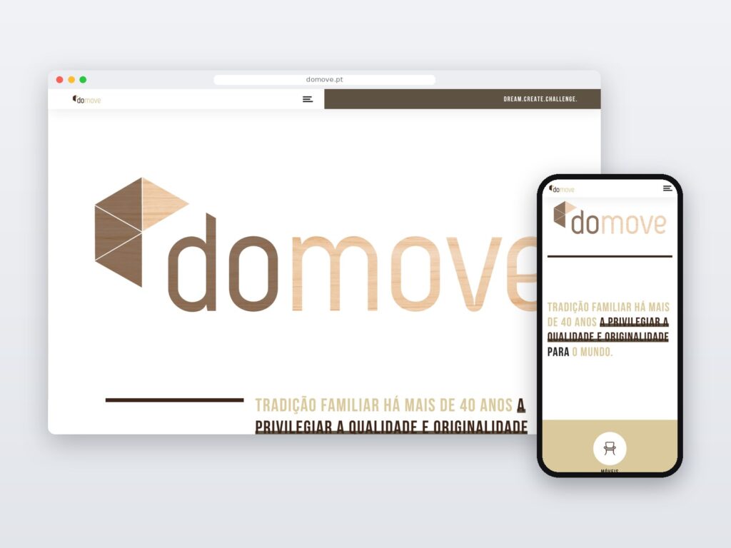 Domove — site em computador e telemóvel