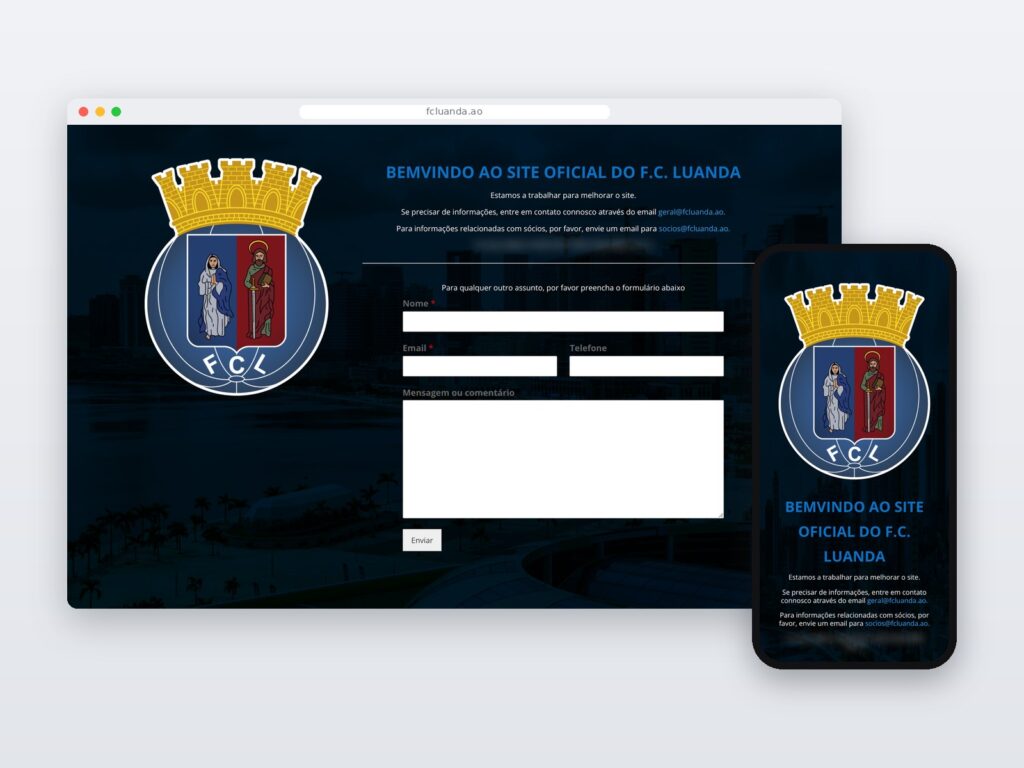 FC Luanda — site em computador e telemóvel
