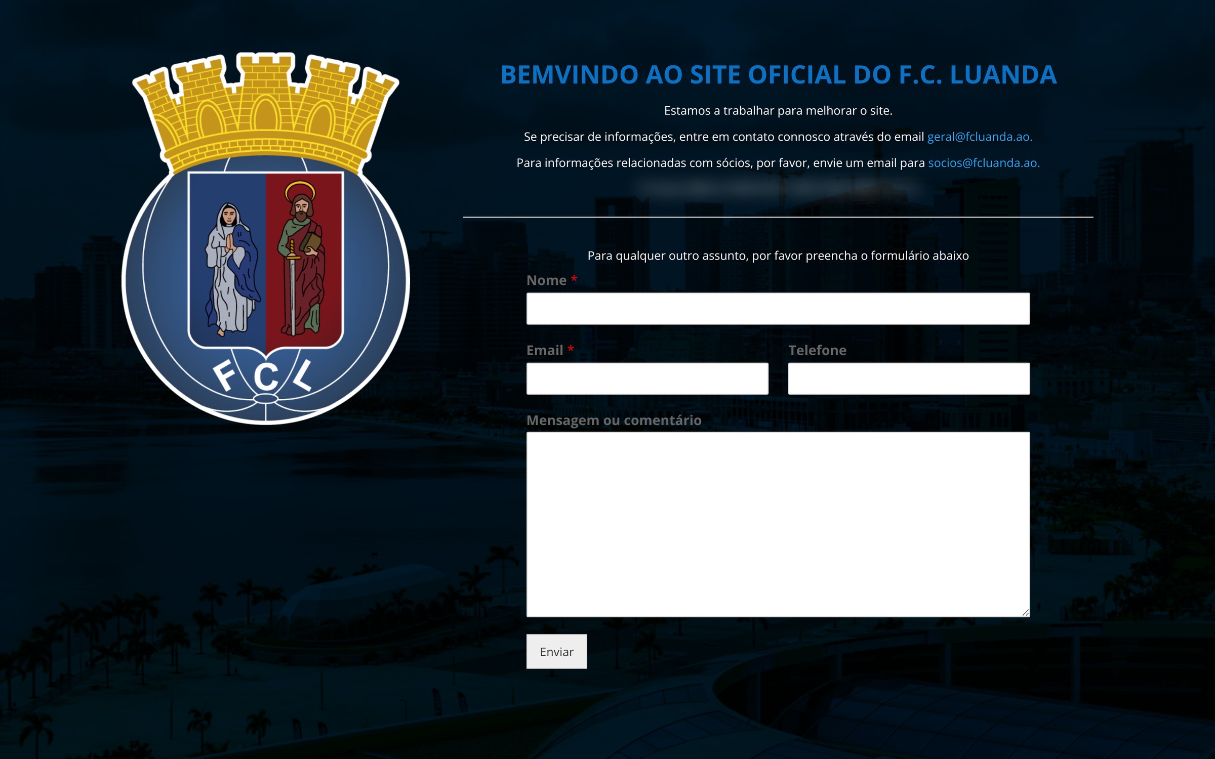 FC Luanda — página inicial do site