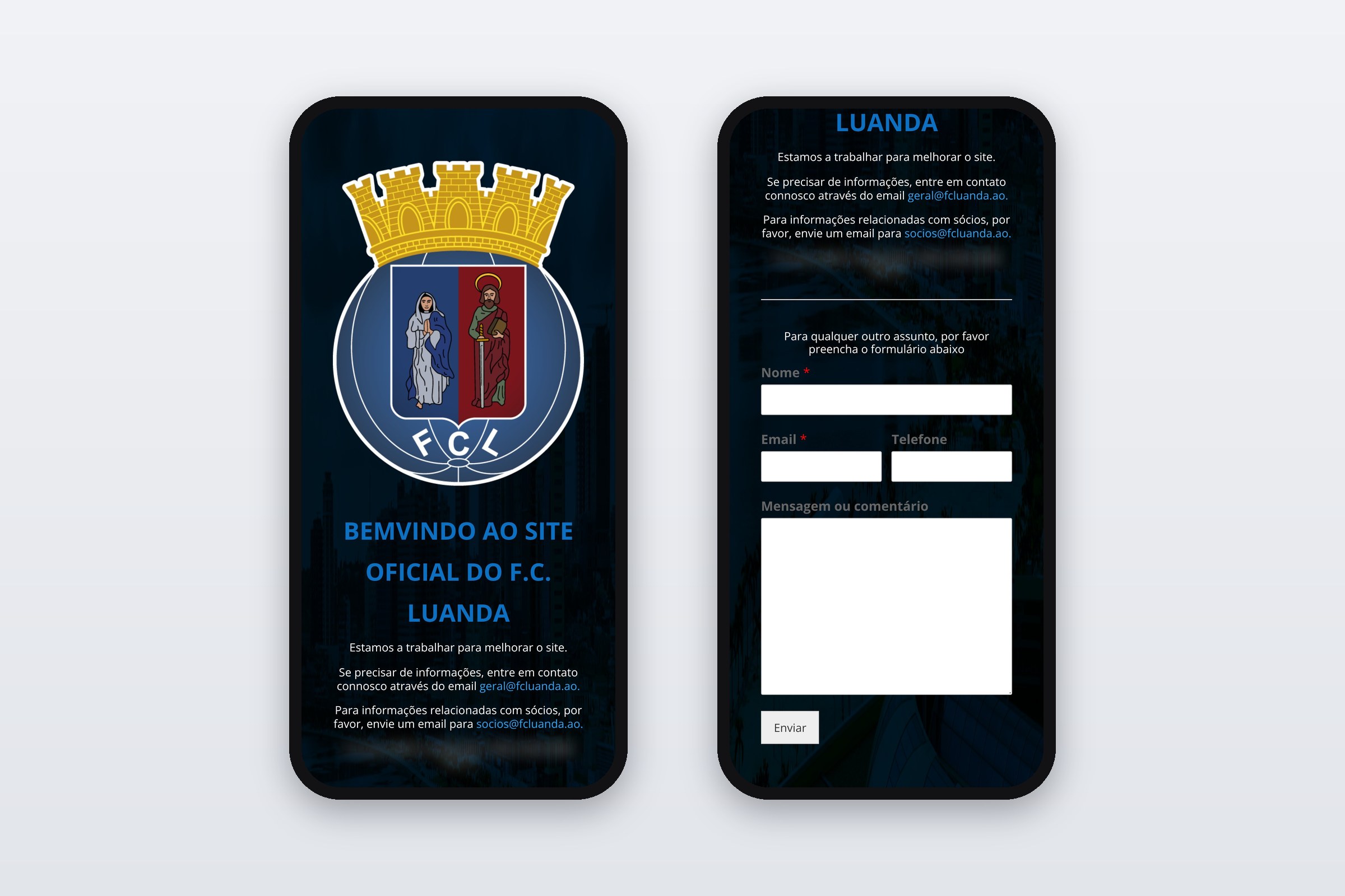 FC Luanda — site em telemóvel