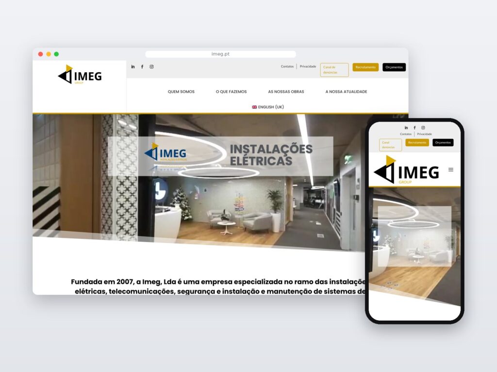 IMEG — site em computador e telemóvel