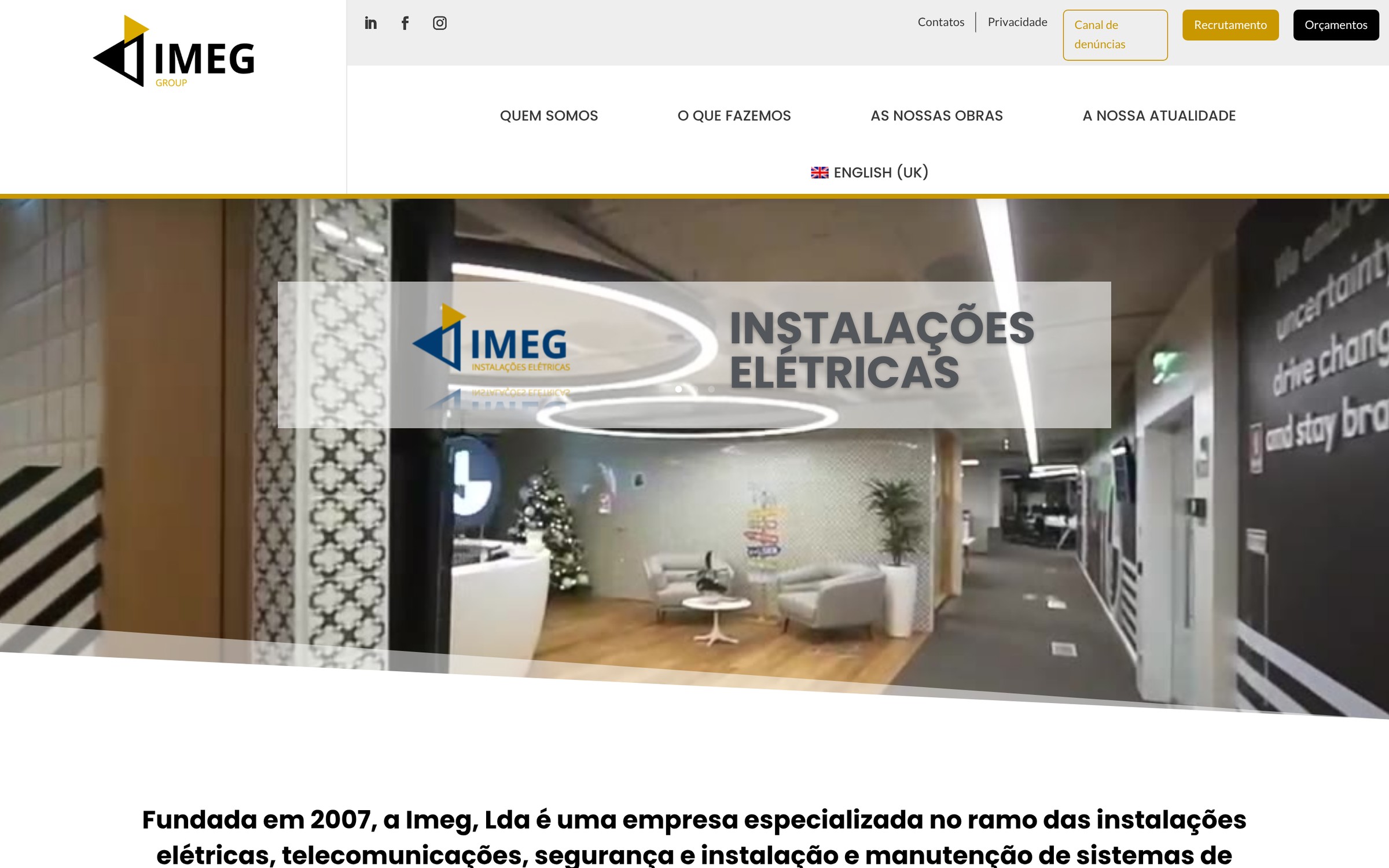 IMEG — página inicial do site