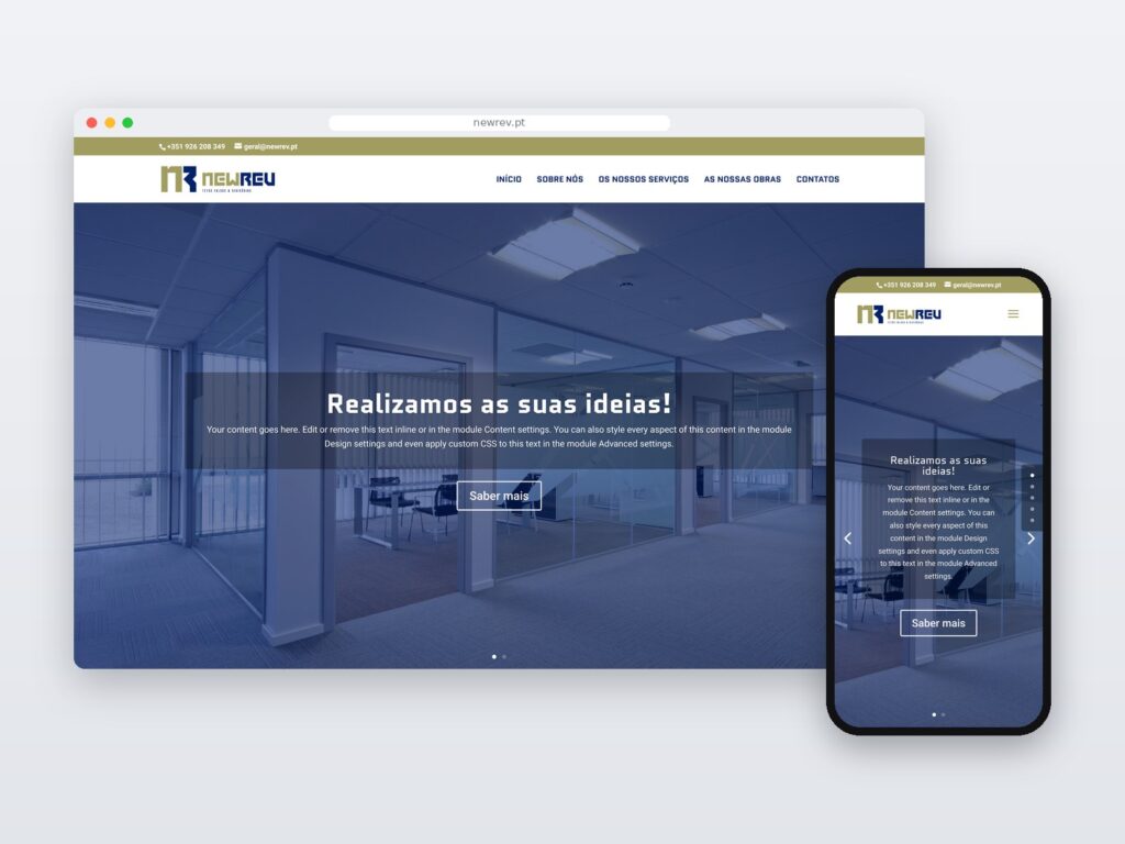 NewRev — site em computador e telemóvel