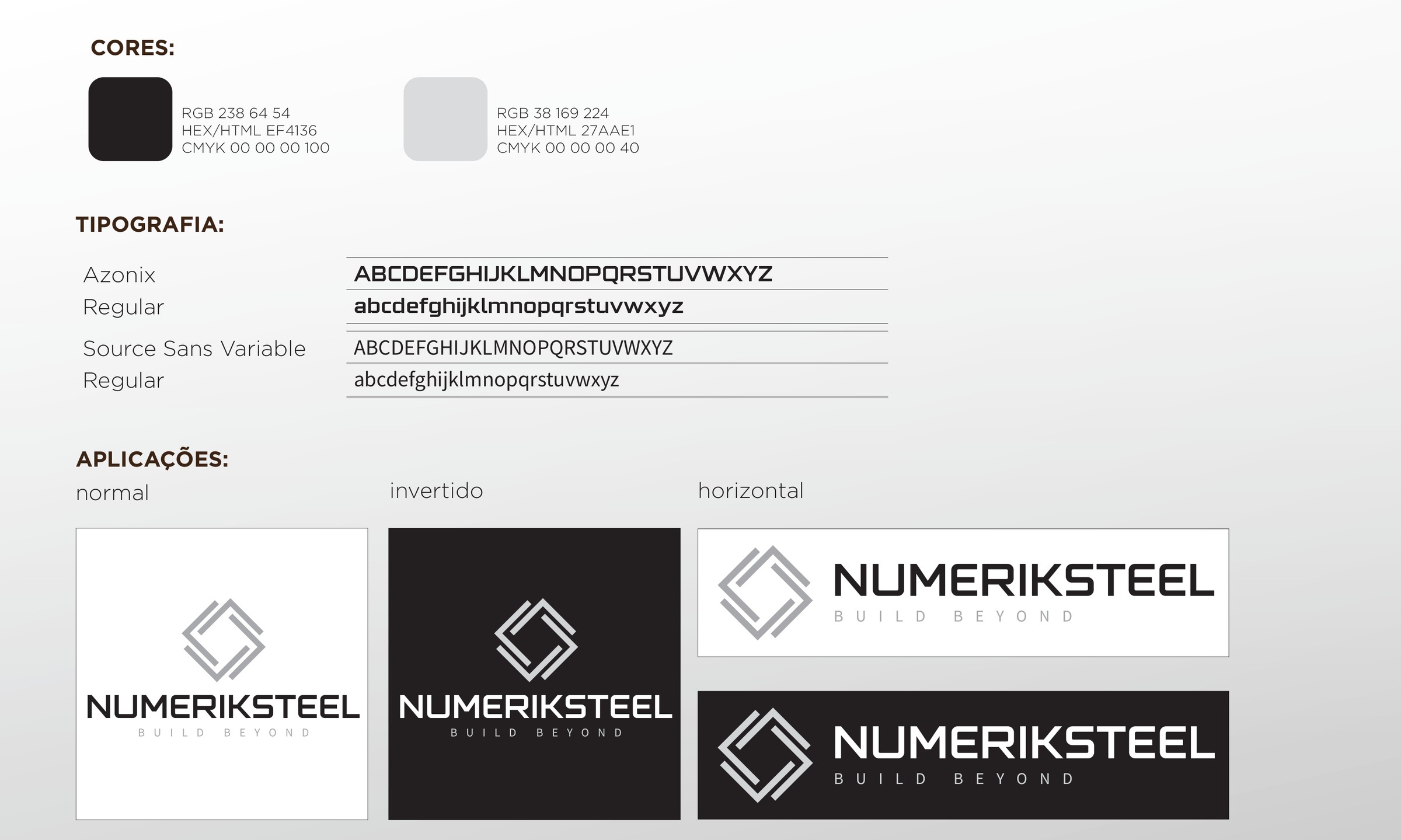 Numeriksteel — cores e tipografia