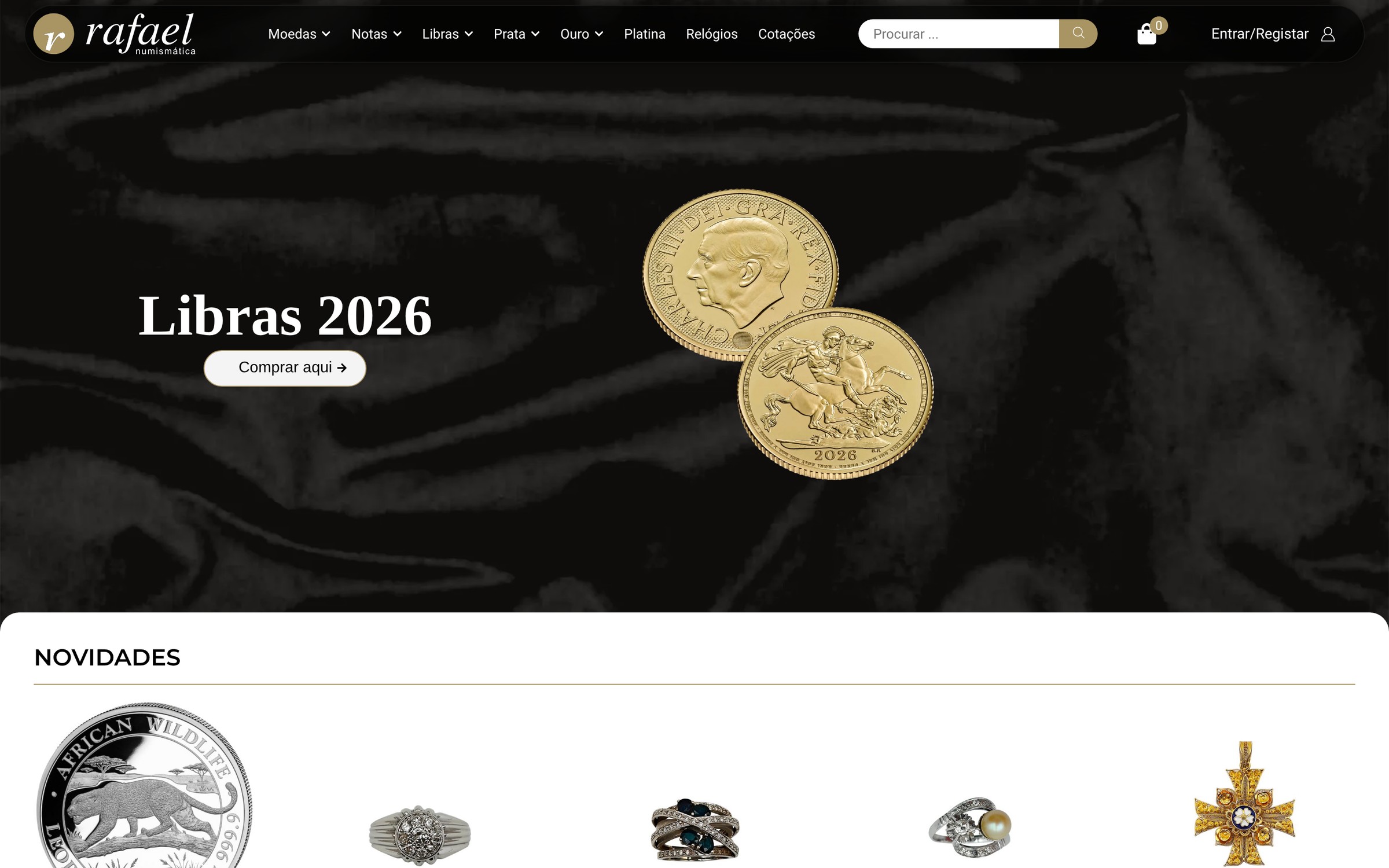 Numismática Rafael — página inicial do site