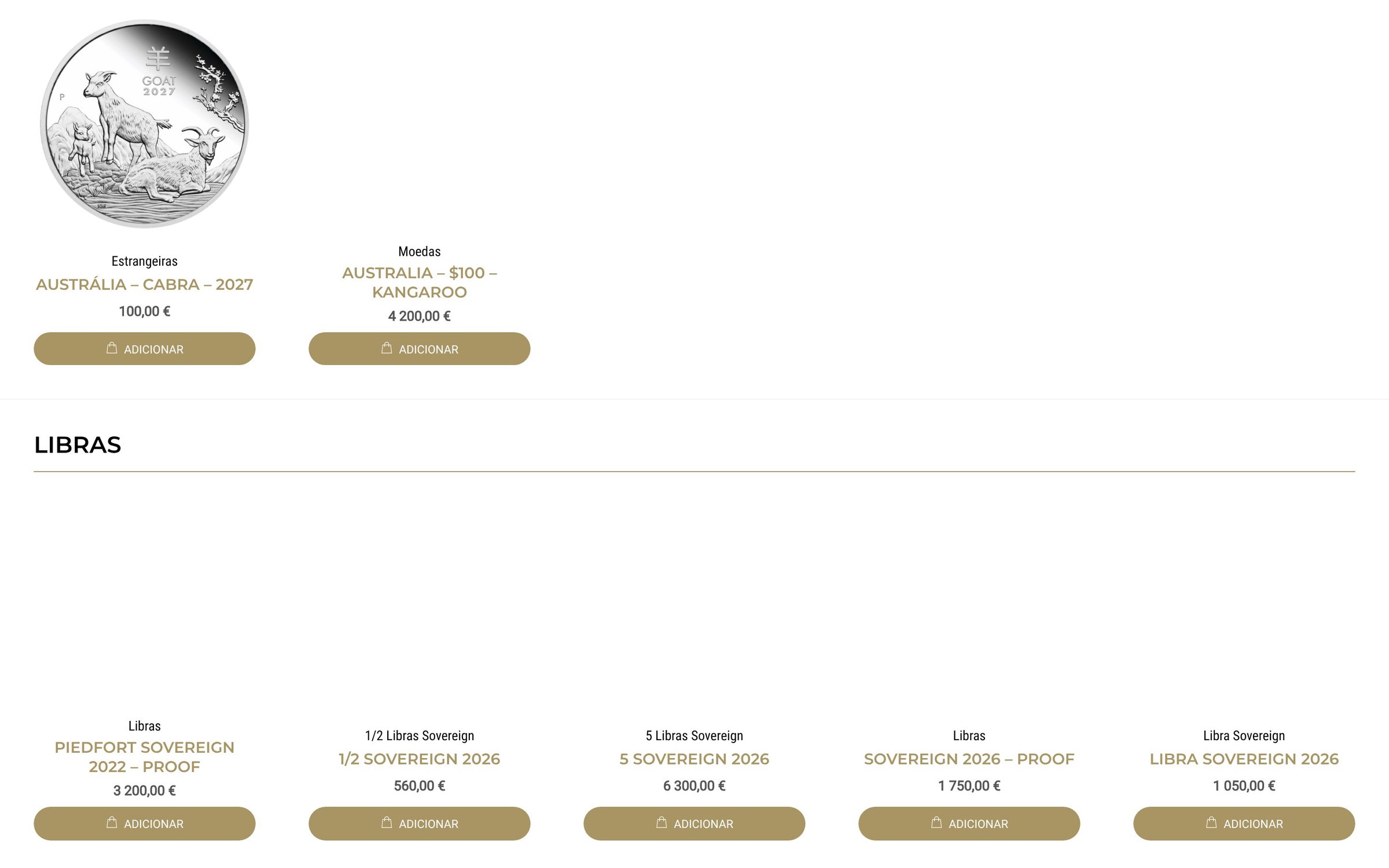 Numismática Rafael — secção do site