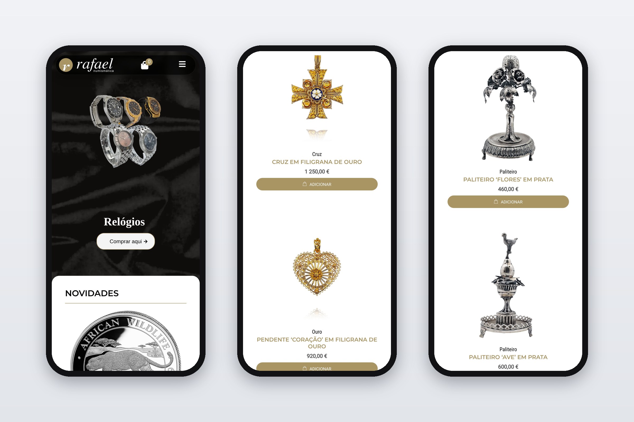 Numismática Rafael — site em telemóvel