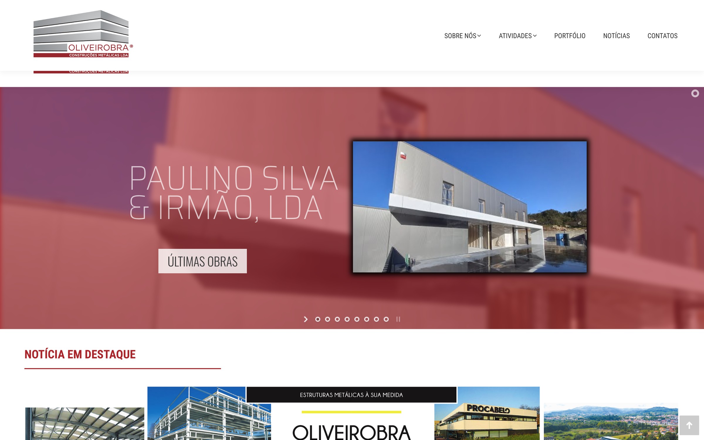 Oliveirobra — página inicial do site