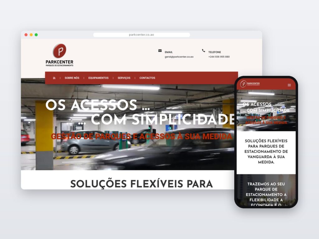 Parkcenter — site em computador e telemóvel