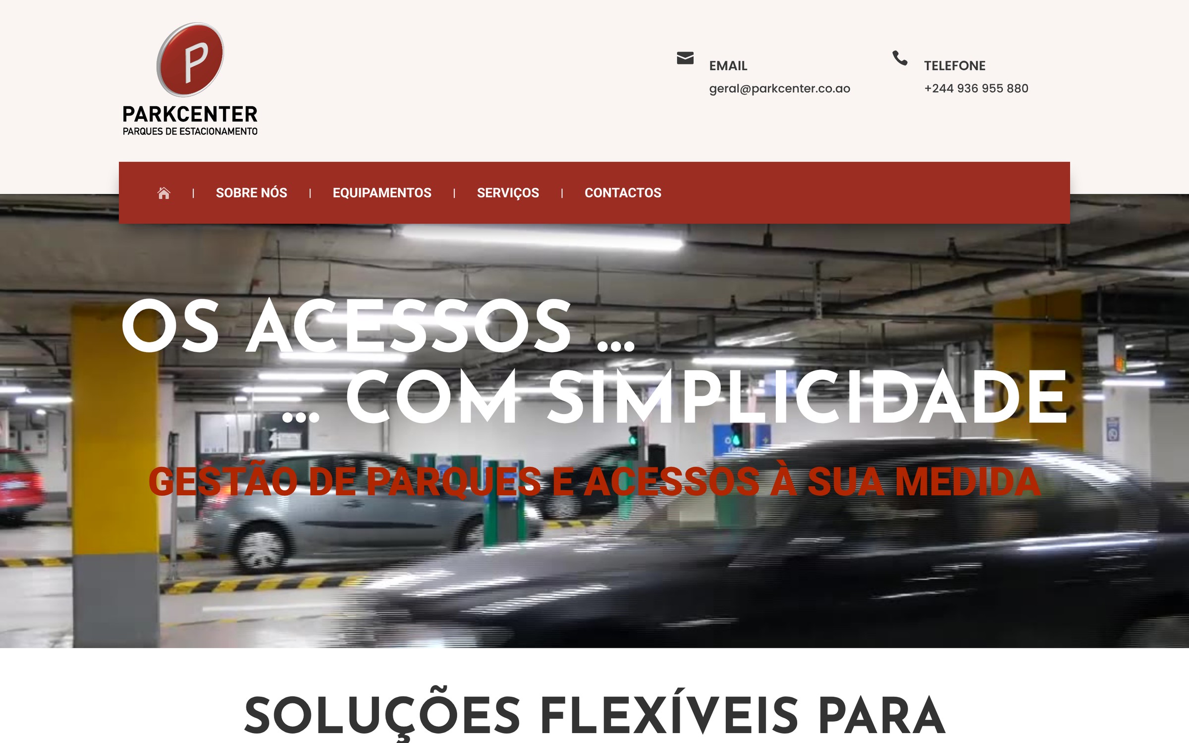Parkcenter — página inicial do site