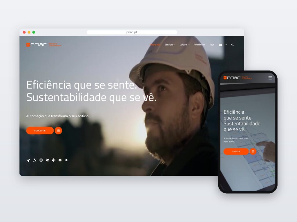 PRIAC — site em computador e telemóvel