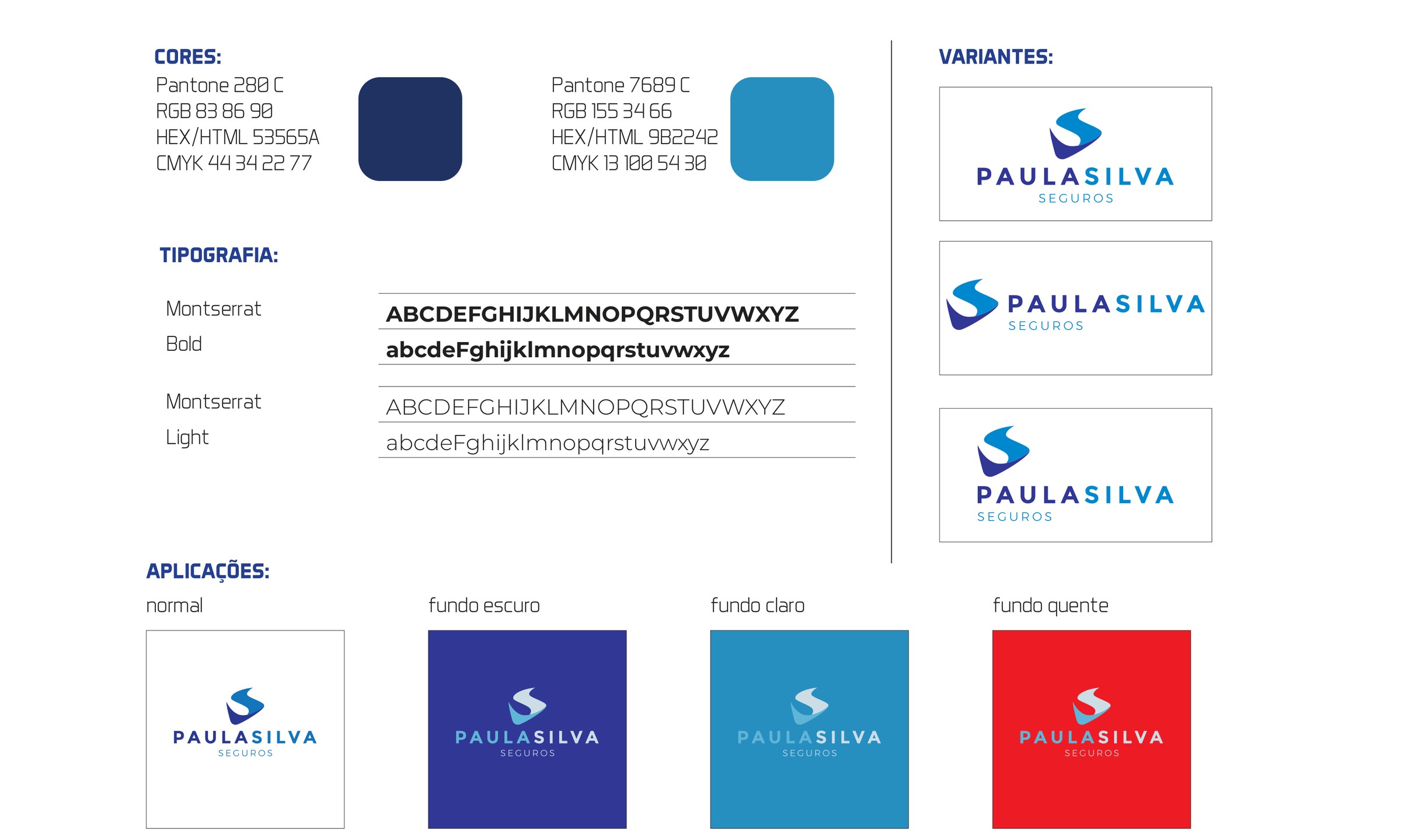 Paula Silva Seguros (2017) — cores e tipografia