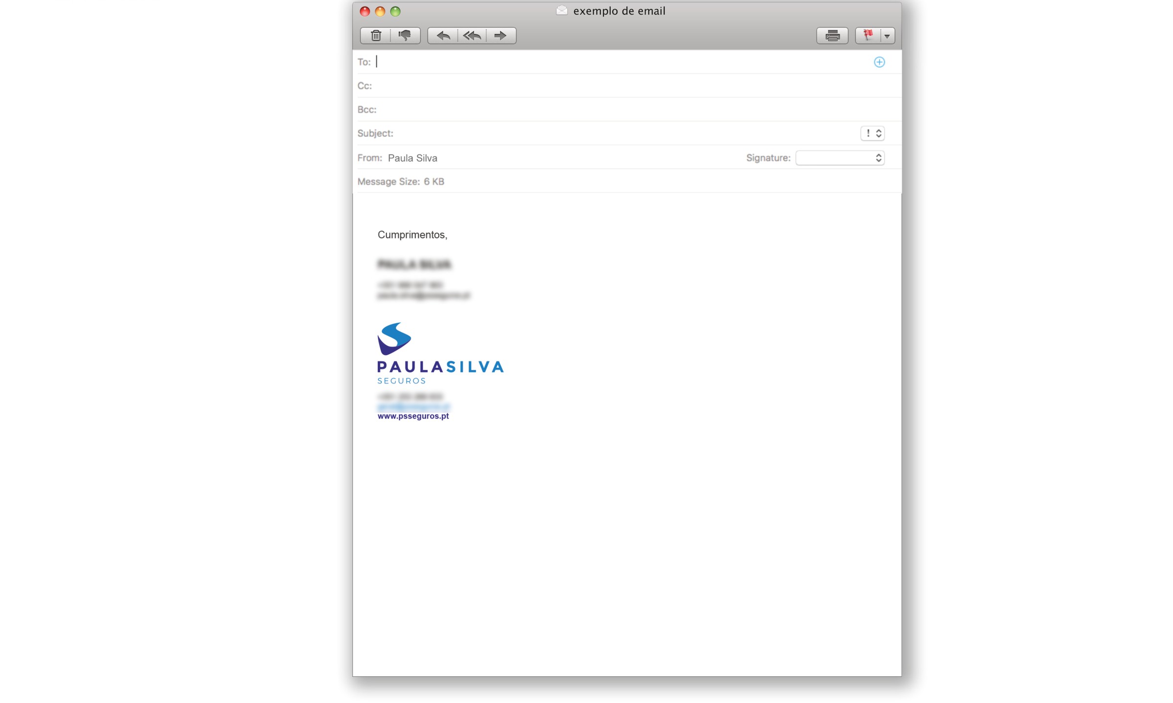 Paula Silva Seguros (2017) — assinatura de email