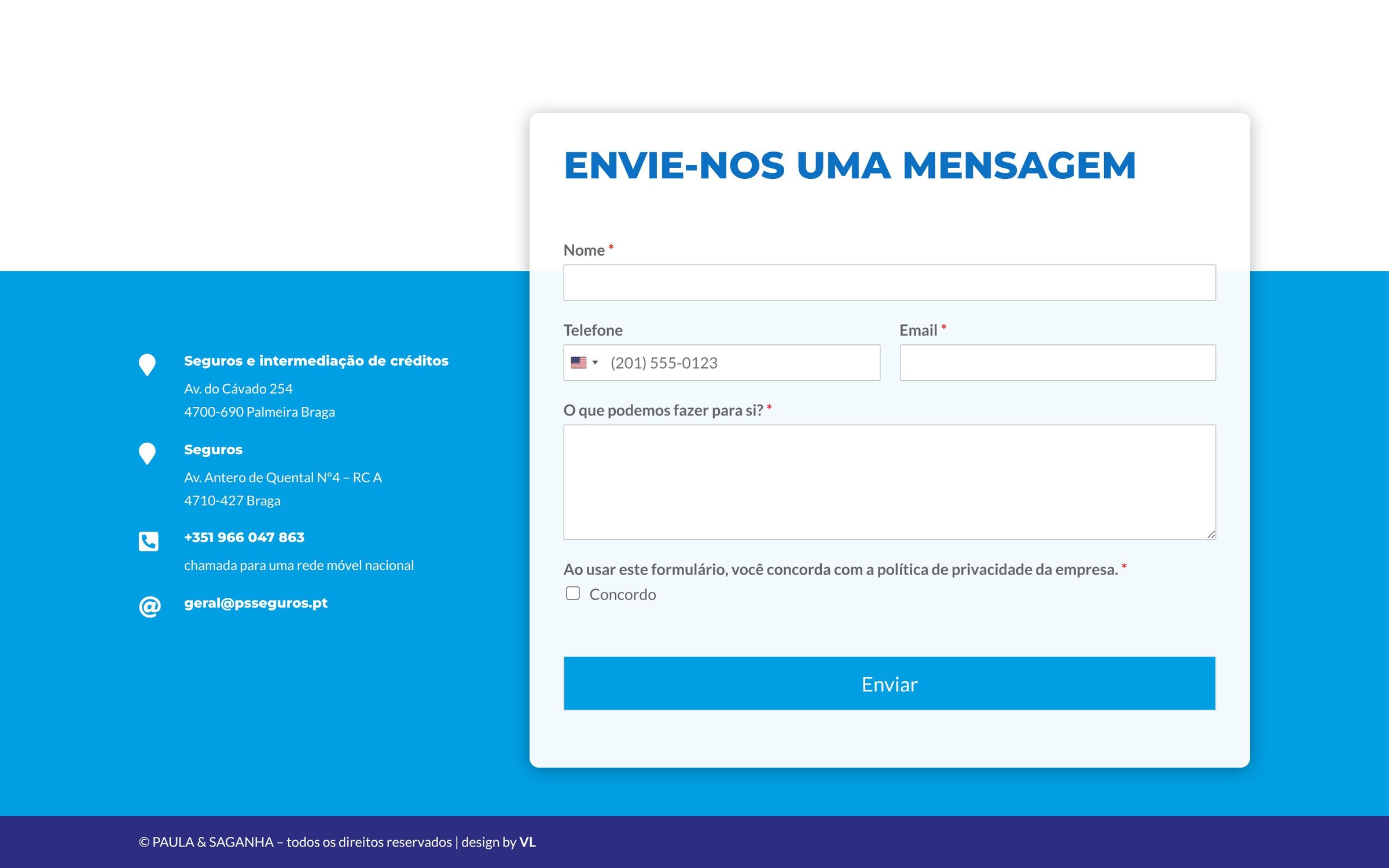 Paula & Saganha — secção do site