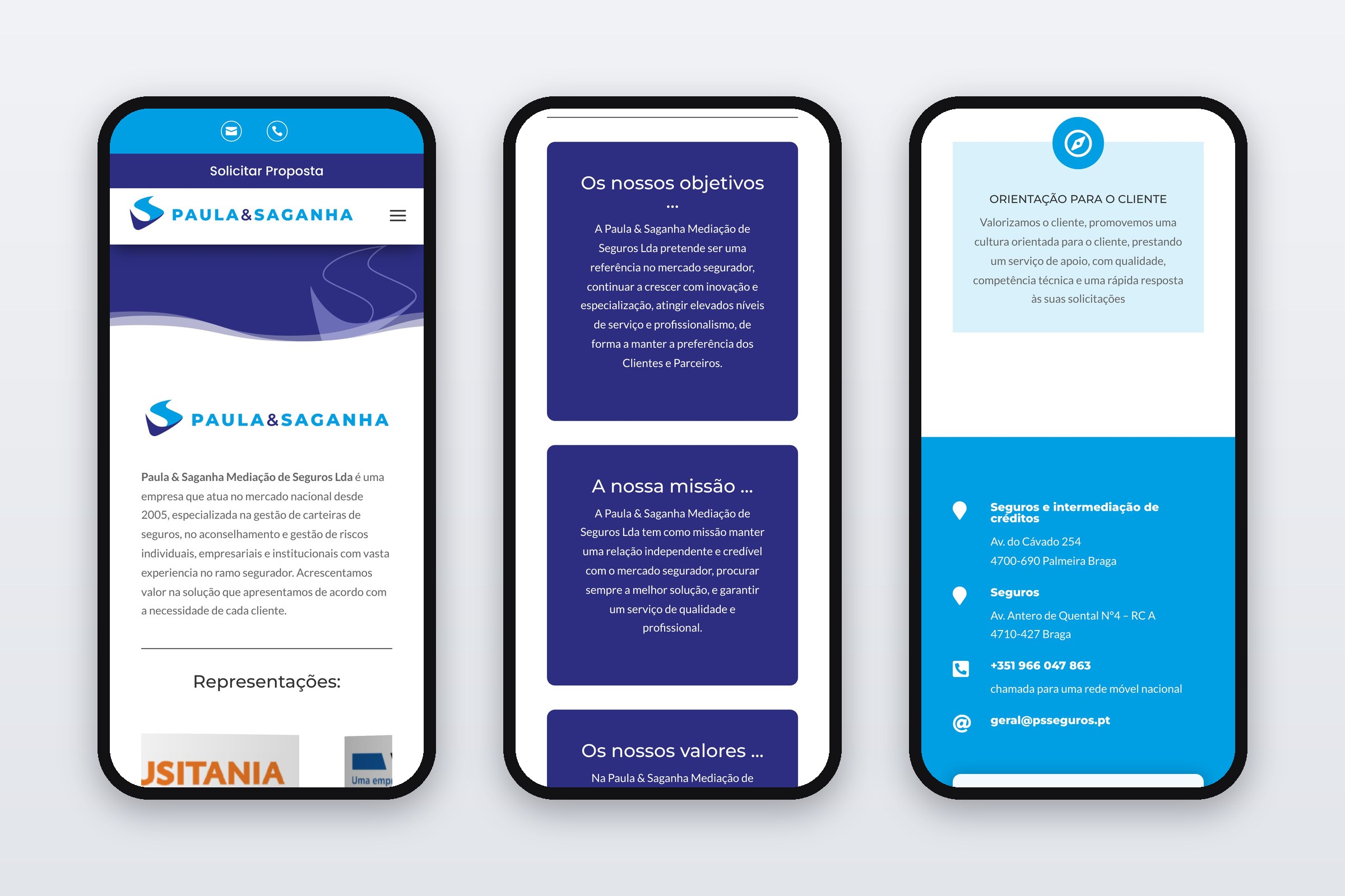 Paula & Saganha — site em telemóvel