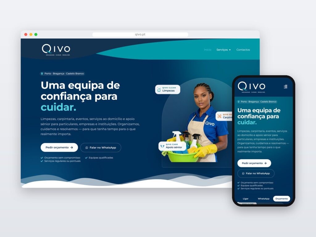 QIVO — site em computador e telemóvel