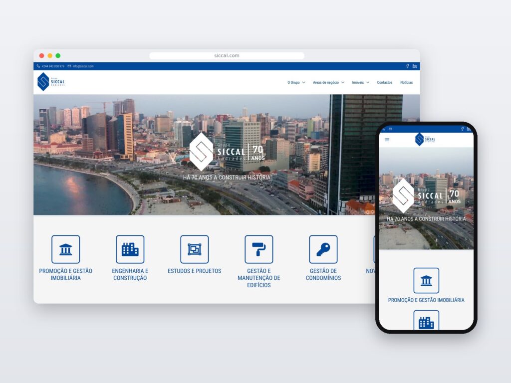 Grupo Siccal Andrades — site em computador e telemóvel