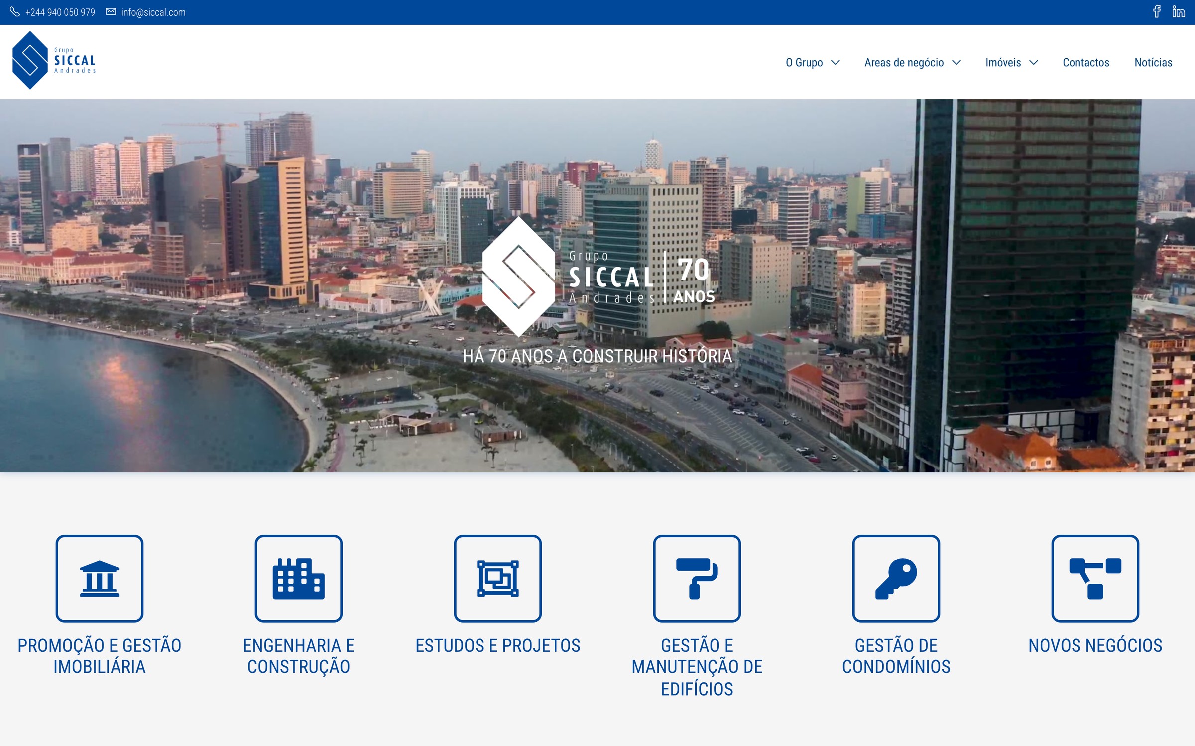 Grupo Siccal Andrades — página inicial do site