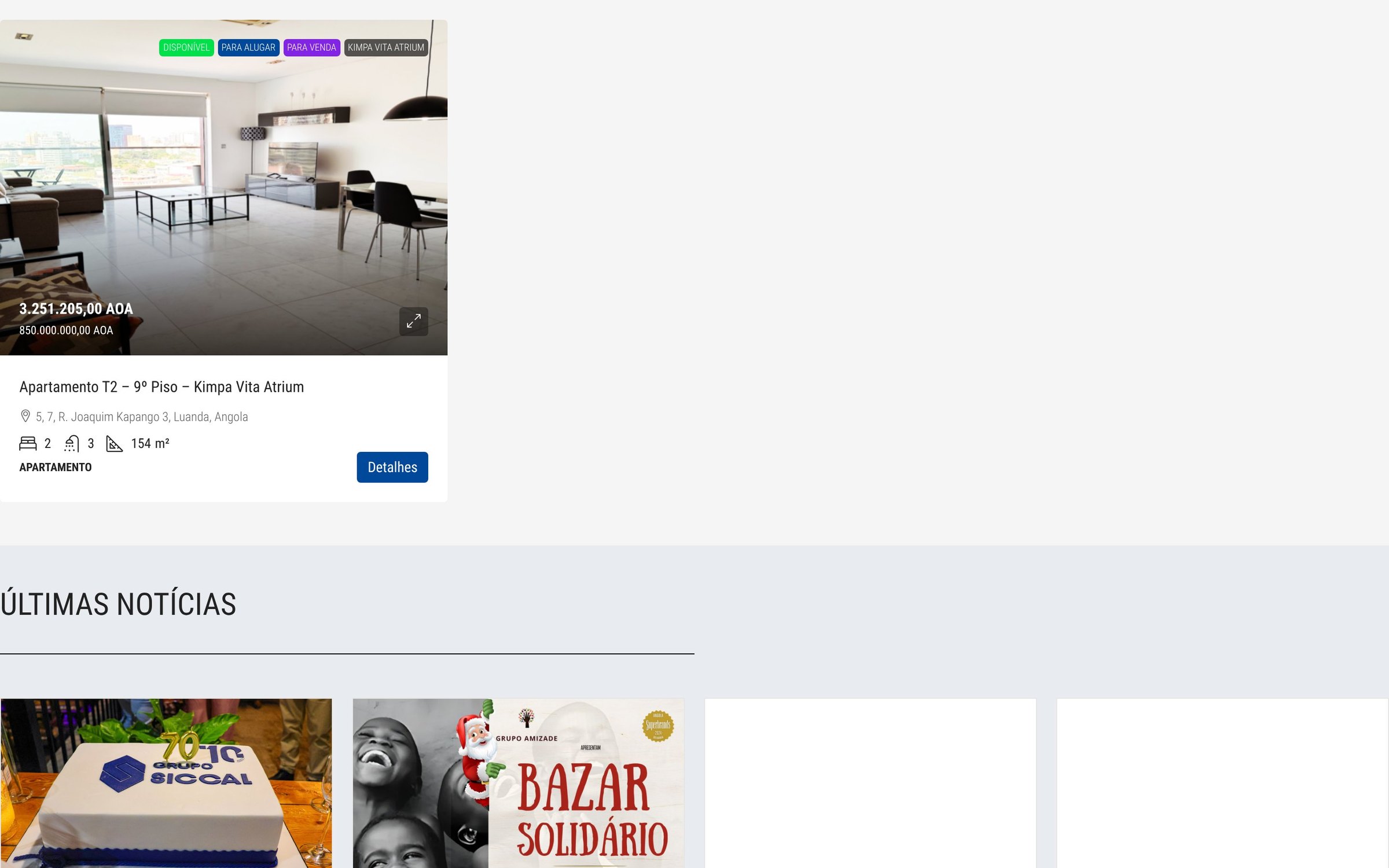 Grupo Siccal Andrades — secção do site