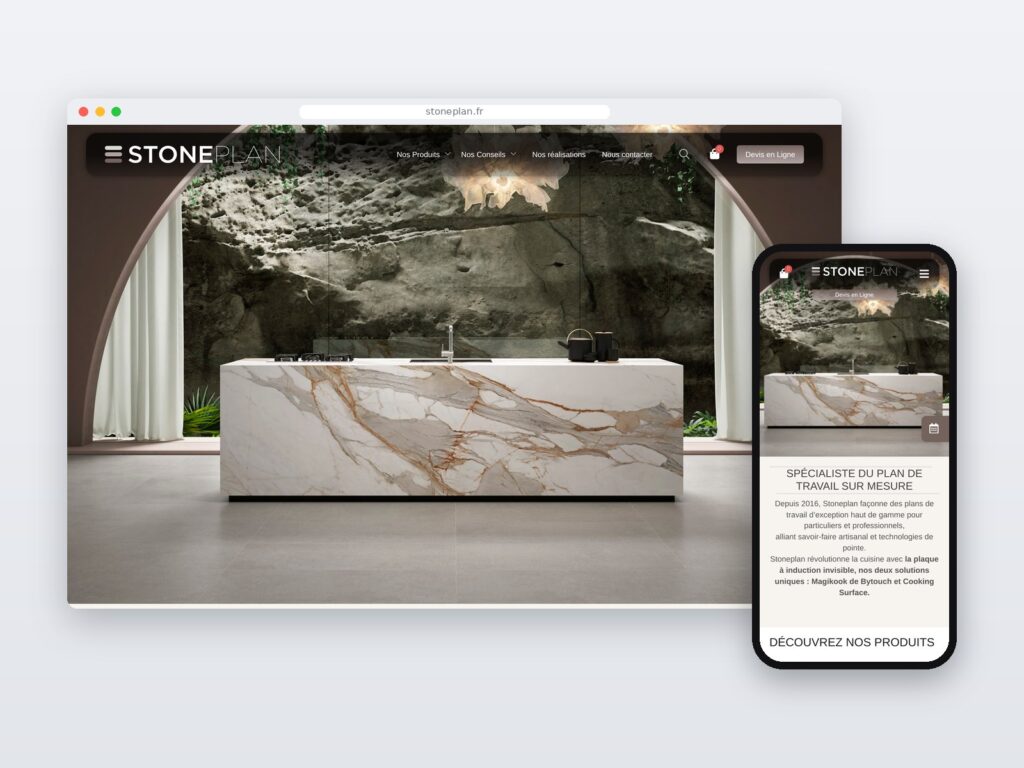 Stoneplan — site em computador e telemóvel