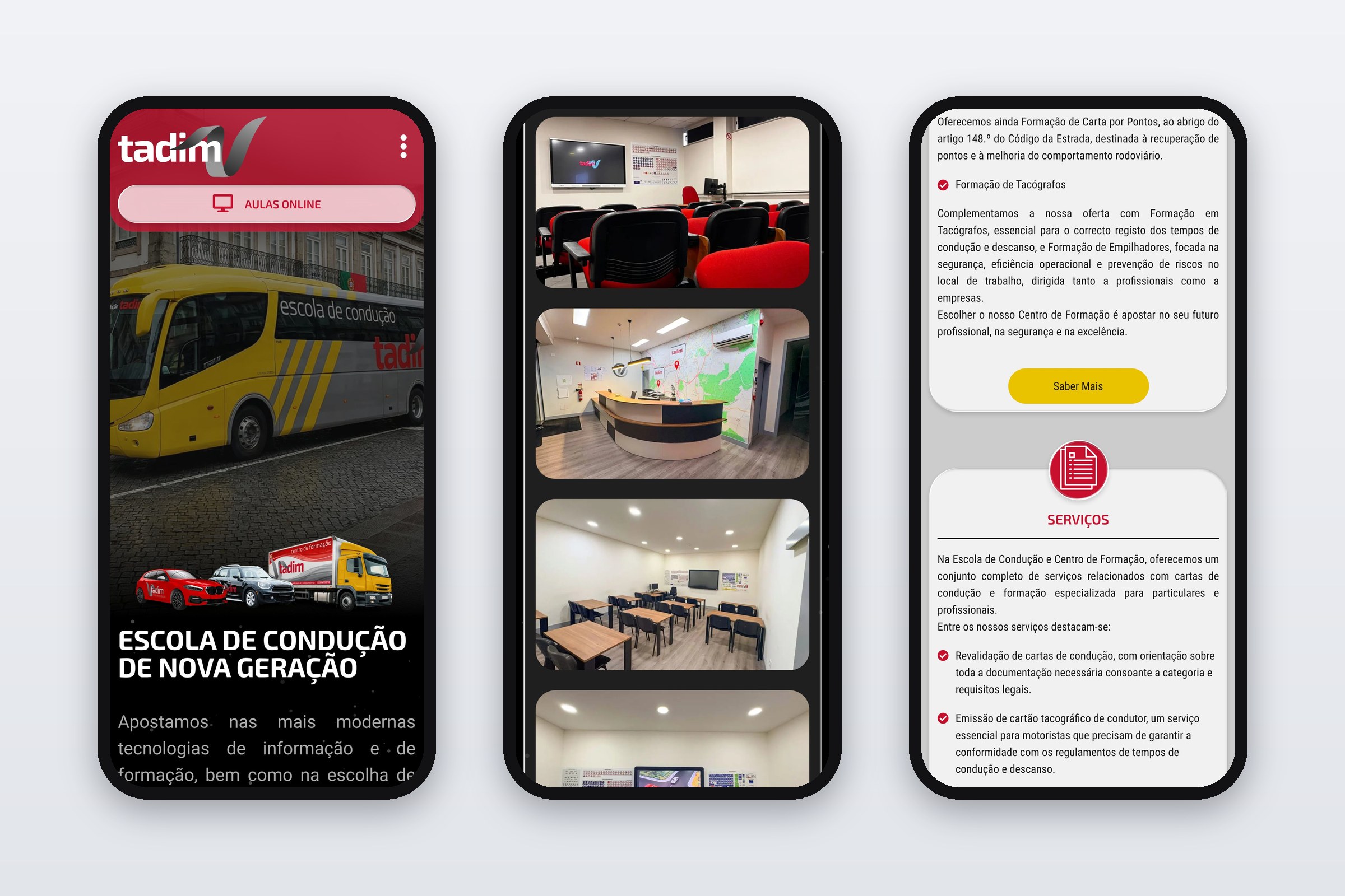 Escola de Condução Tadim — site em telemóvel